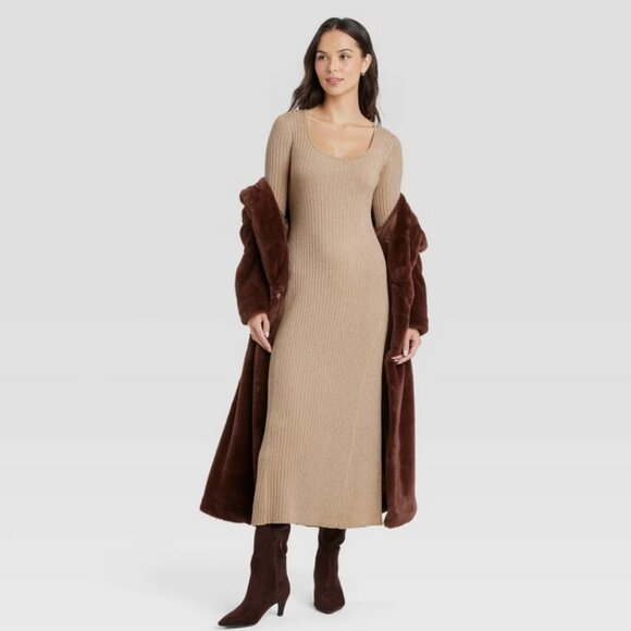 a new day Dresses & Skirts - Women's Long Sleeve Maxi Sweater Dress - A New Day Gold M